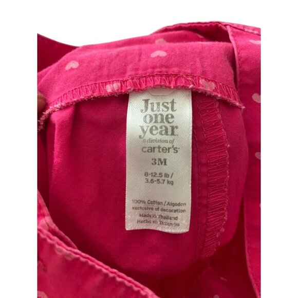 y2k Carter's Pink Heart Bubble Overalls Cherry Floral - 3 Months - Picture 4 of 4